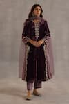 Buy_Begum_Purple Velvet, Satin, Tissue, Organza Gota Patti, Megh Embroidered Kurta Set _at_Aza_Fashions