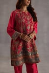 Shop_Begum_Magenta Silk Sequins, Zari, Embroidery Round Neck Yaman Kurta Salwar Set _Online_at_Aza_Fashions
