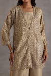 Buy_Begum_Gold Tissue, Silk Sequins, Embroidery, Zari, Lace V-neck Miri Tunic Pant Set 