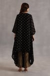 Shop_Begum_Black Tissue, Satin, Silk Sequins V-neck Jogi Asymmetric Tunic Set _at_Aza_Fashions