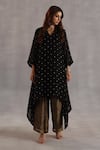 Begum_Black Tissue, Satin, Silk Sequins V-neck Jogi Asymmetric Tunic Set _Online_at_Aza_Fashions