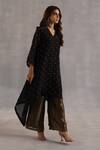 Buy_Begum_Black Tissue, Satin, Silk Sequins V-neck Jogi Asymmetric Tunic Set _Online_at_Aza_Fashions