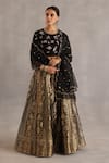 Begum_Gold Brocade, Silk, Organza Zari, Embroidery, Malhar Floral Woven Lehenga Set _Online_at_Aza_Fashions