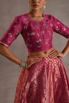 Begum Magenta Silk, Organza Embroidery, Metallic Malhar Floral Woven Lehenga Set at Aza Fashions Begum_Magenta Silk, Organza Embroidery, Metallic Malhar Floral Woven Lehenga Set _at_Aza_Fashions
