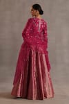 Shop Begum Magenta Silk, Organza Embroidery, Metallic Malhar Floral Woven Lehenga Set at Aza Fashions Shop_Begum_Magenta Silk, Organza Embroidery, Metallic Malhar Floral Woven Lehenga Set _at_Aza_Fashions