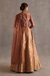 Shop_Begum_Peach Silk, Organza Zari, Sequins, Embroidery Malhar Floral Woven Lehenga Set _at_Aza_Fashions
