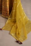 Begum_Yellow Silk, Organza Zari, Metallic Thread, Gota Saras Floral Woven Lehenga Set _Online_at_Aza_Fashions