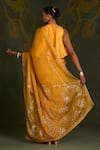 Shop_Sitaraa_Mustard , Organza Zari, Embroidery, Sequins Border Saree With Blouse _at_Aza_Fashions