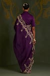Shop_Sitaraa_Purple Silk, Organza Zari, Embroidery, Amogha Yali Motif Saree With Blouse _at_Aza_Fashions
