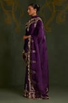 Sitaraa_Purple Silk, Organza Zari, Embroidery, Amogha Yali Motif Saree With Blouse _Online_at_Aza_Fashions
