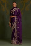 Buy_Sitaraa_Purple Silk, Organza Zari, Embroidery, Amogha Yali Motif Saree With Blouse _at_Aza_Fashions