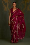 Buy_Sitaraa_Purple , Organza Embroidery, Metallic Thread Pritha Saree With Blouse _at_Aza_Fashions