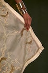 Buy_Sitaraa_Ivory Silk, Organza Embroidery, Zari, Indrani Yali Motif Saree With Blouse _Online_at_Aza_Fashions
