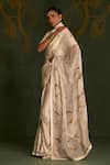 Shop_Sitaraa_Ivory Silk, Organza Embroidery, Zari, Indrani Yali Motif Saree With Blouse _Online_at_Aza_Fashions