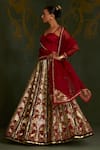 Sitaraa_Maroon , Organza Embroidery, Sequins, Mythological Pattern Lehenga Set _Online_at_Aza_Fashions