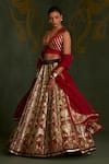 Buy_Sitaraa_Maroon , Organza Sequins, Metallic Thread, Trinetra Pattern Lehenga Set _Online_at_Aza_Fashions