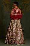 Shop_Sitaraa_Maroon , Organza Sequins, Metallic Thread, Trinetra Pattern Lehenga Set _at_Aza_Fashions