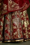Shop_Sitaraa_Maroon , Organza Sequins, Metallic Thread, Trinetra Pattern Lehenga Set _Online_at_Aza_Fashions