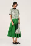 Payal Pratap_Green Polyester, Chiffon Sequins Collared Tiffany Floral Top _Online_at_Aza_Fashions
