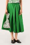 Payal Pratap_Green Satin Rubiginosa Pleated Skirt _Online_at_Aza_Fashions