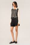 Buy_Payal Pratap_Black Organza Round Neck Albertine Rib Vest Top _Online_at_Aza_Fashions