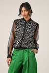 Buy_Payal Pratap_Black Sequins High Neck Bonica Gilet Jacket _at_Aza_Fashions