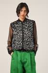 Shop_Payal Pratap_Black Sequins High Neck Bonica Gilet Jacket _Online_at_Aza_Fashions
