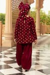 Shop_Fayon Kids_Pink Velvet Sequins, Gota Patti Floral Motif Kurta And Salwar Set _at_Aza_Fashions