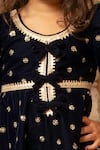 Fayon Kids_Navy Velvet Sequins, Lace Embroidered Kurta And Salwar Set _Online_at_Aza_Fashions