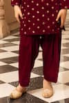 Buy_Fayon Kids_Maroon Velvet Embroidery Kurta And Salwar Set _Online_at_Aza_Fashions