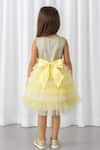 Shop_A Little Fable_Yellow Lurex, Polyester Applique, Beads, Floral Embroidered Tiered Ruffle Dress _at_Aza_Fashions