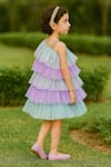 A Little Fable_Multi Color Tulle Sequins Ruffled Tiered One Shoulder Dress _Online_at_Aza_Fashions