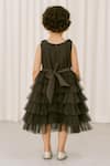 Shop_A Little Fable_Black Polyester Fabric Flowers, Sequins, Floral Applique Tiered Ruffle Dress _at_Aza_Fashions