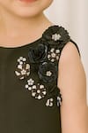A Little Fable_Black Polyester Fabric Flowers, Sequins, Floral Applique Tiered Ruffle Dress _Online_at_Aza_Fashions