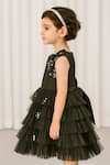 Buy_A Little Fable_Black Polyester Fabric Flowers, Sequins, Floral Applique Tiered Ruffle Dress _Online_at_Aza_Fashions