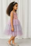 A Little Fable_Lavender Polyester, Tulle Applique, Sequins, Beads Floral Tiered Dress _Online_at_Aza_Fashions