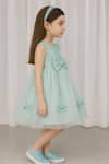 A Little Fable_Mint Tulle, Polyester Sequins, Bows Embellished Dress _Online_at_Aza_Fashions