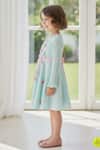 A Little Fable_Blue Polyester, Cotton Applique, Beads, Ribbons, Fabric Ribbed Floral Dress _Online_at_Aza_Fashions