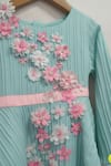 Buy_A Little Fable_Blue Polyester, Cotton Applique, Beads, Ribbons, Fabric Ribbed Floral Dress _Online_at_Aza_Fashions