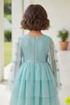 Shop_A Little Fable_Aqua Polyester, Cotton Sequins, Applique And Tiered Dress _at_Aza_Fashions
