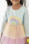 A Little Fable_Blue Polyester, Cotton Sequins, Bows Rainbow Dress _Online_at_Aza_Fashions