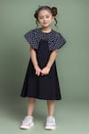 Buy_Petite Pomme_Blue Cotton Sailor Dress With Polka Dot Cape _at_Aza_Fashions