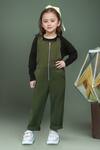 Buy_Petite Pomme_Green Cotton Olive Front Zip Jumper Set _at_Aza_Fashions