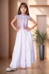 Buy_Petite Pomme_Pink Silk, Cotton Sequins, Fringe Embroidered Gown _at_Aza_Fashions