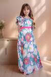 Buy_Petite Pomme_Multi Color Cotton, Polyester Multicolored Floral Print Gown With Belt_at_Aza_Fashions
