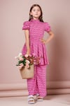 Buy Petite Pomme Pink Cotton Floral Print Smocked Waist Tunic And Pant Set at Aza Fashions Buy_Petite Pomme_Pink Cotton Floral Print Smocked Waist Tunic And Pant Set _at_Aza_Fashions