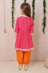 Shop_Petite Pomme_Fuchsia Polyester Gota Patti Embellished Kurta And Orange Pyjama _at_Aza_Fashions