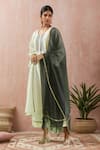 Buy_Kanika Sharma_White Chanderi Silk, Cotton, Kota Doria Patti, Leheriya Kurta And Pant Set _at_Aza_Fashions
