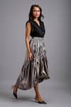 Buy_Deepika Arora_Gray Metallic High-low Skirt 