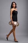 Deepika Arora_Black Ponte Roma Sweetheart Neck Strapless Mini Dress _at_Aza_Fashions